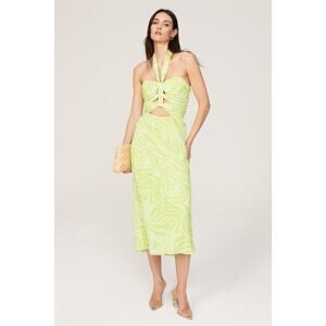 RONNY KOBO COLLECTIVE Green Vacation Halter Knotted Front Sheath Dress size 4